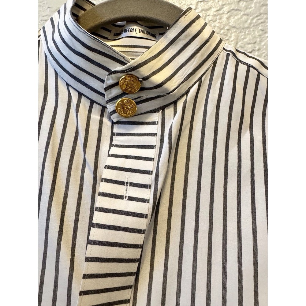 Bruno Conte Mens Dress Shirt Size 15-1/2 White Striped French Cuffs Button Up - Picture 4 of 7